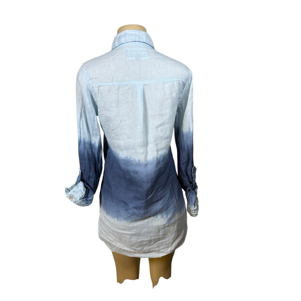 Beulah Style Ombre Tunic Top Womens Small Blue White Dip Dye Boho Casual - Picture 2 of 16